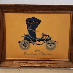 Rare -Vintage -(Framed Art) Hand Painted Studebaker Electric 1904 Handmade......